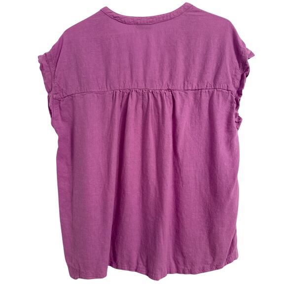 Splendid Purple Lilac Linen Blend V Neck Cap Sleeve Boho Casual Oversized Top M - Picture 2 of 8